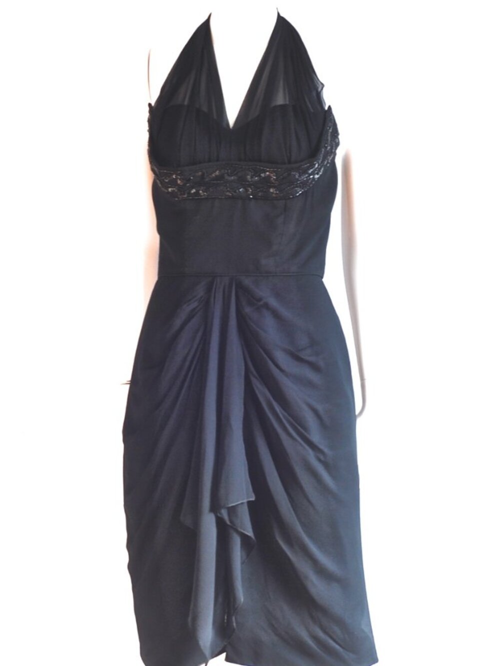 After Dark Cocktails 1960's Halter Dress With Beadwork - Montreal
